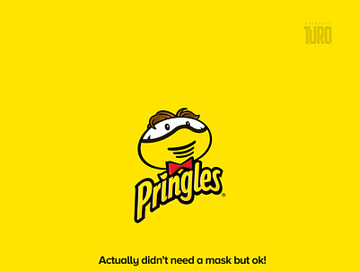 Pringles logo on corona mask usage awareness branding corona coronavirus design illustration logo minimal typography vector