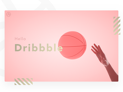 Hello Dribbble! 3d basketball c4d debut debut shot gold hand pink thanks