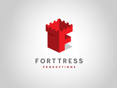 Fortress with two t's branding illustration logo red