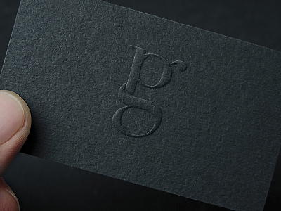 PG Card branding card dark emboss identity logo matte paper print