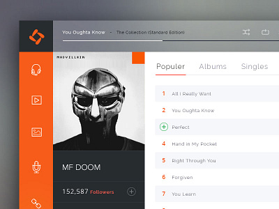 Not In My House! app interface mf doom music music player redesign ui ux wip