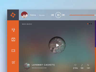 Music App UI app home page interface materials music player shadows texture ui ux