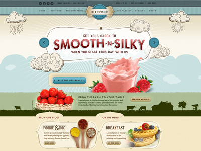 Sliky Smooth clouds food heaven meal delivery retro ui website