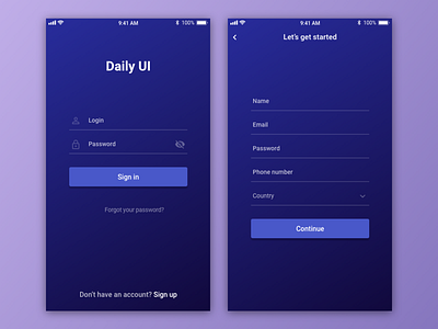Login / Sign up – Daily UI 001 app dailyui dailyui 001 login page