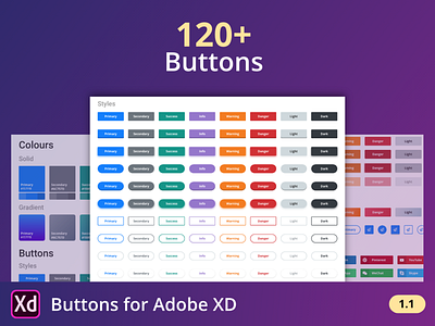 120+ Buttons for Adobe XD adobexd buttons colors design style guide styles ui ui kit