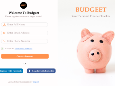 Budgeet Sign Up Page daily ui daily ui 001 first try newbie