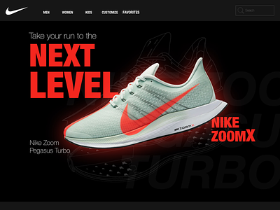 Nike Zoom Pegasus Turbo landing page graphic design landingpage nike nike running nikezoom photo app sketch app uidesign webdesign webdesigner