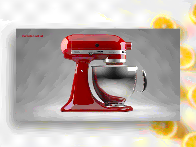 KitchenAid Stand Mixer UX & CGI 3d 3d animation 3d artist 3d render 3d rendering 3ds 3dsmax animation cinema 4d concept design ui ux vr vray web