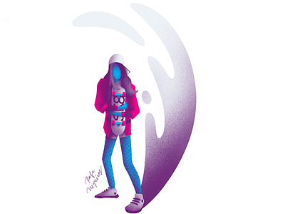 Blue & Pink illustration ipadpro procreate sk8 woman