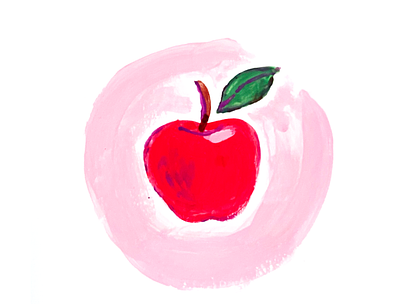 Apple Spot Ilustration apple apple illustration gouache illustration pink red and pink red apple spot illustration