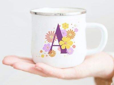 Floral Monogram "A" Mug