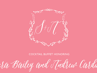 S&A Invitation crest floral invitation monogram pink print script