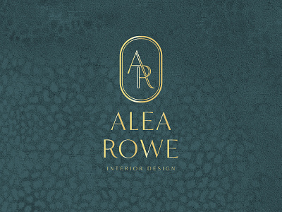 Alea Rowe Interior Designer Logo branding design gold green interior design interior designer logo mark typography