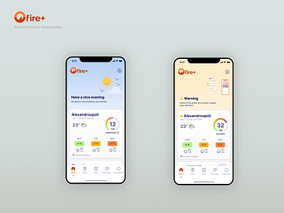 Ofire plus app design environmental apps hazard apps iphone map mapping apps mobile app design mobile design ui ui design ux design weather weather app