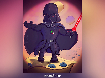 Darth Vader in Cartoon Style cartoon darth vader disney force galaxy illustration procreate star wars tatooine