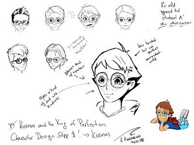 Character Design of Kosmas (Face) Part 1 cartoon character character design child children books comics face graphic design illustration pencil procreate sketch