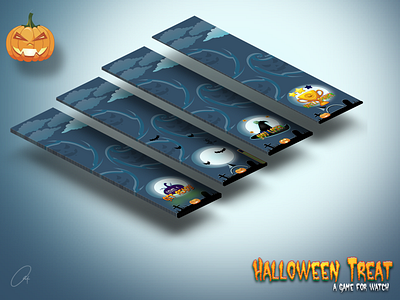 Halloween Treat Game For Watch Isometric apple cartoon character design game desigm halloween ui watch