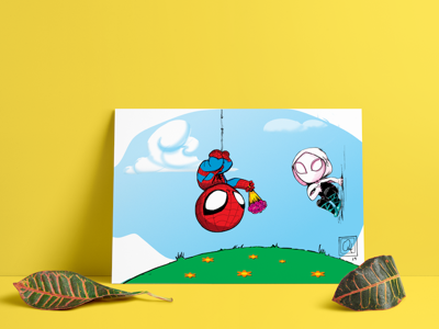 Little Marvel Spider-Man giving Flowers to Gwen