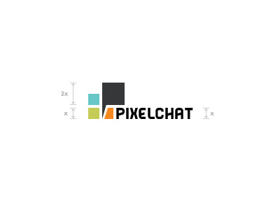 Pixelchat Logo block blue branding gray green identity logo orange pixel