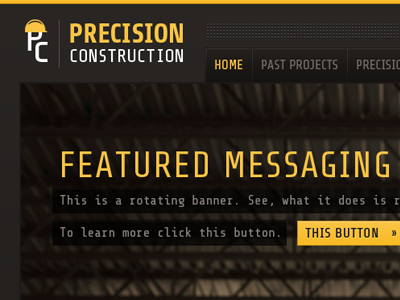 Site Header & Banner banner construction dark icons navigation web design