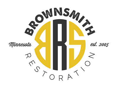 Brownsmith Restoration brownsmith design distressed gray grey logo minneapolis minnesota mn monogram mpls mustard restoration yellow