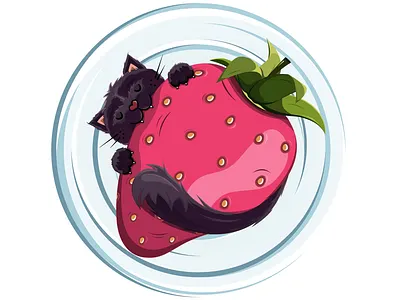 Greedy cat adobeillustrator animal cat character creative design drawing drawingoftheday graphic graphicdesign icon illustration illustrationart illustrator kitten picture print strawberry vector yummy