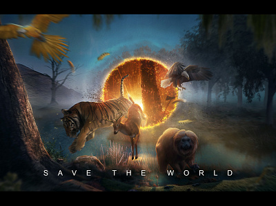 Save the world amazon artdirection design fire forest manipulation photoshop time