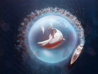 A Super Drop Of Ocean bubble design dolphin egypt graphic design man manipulation ocean sea social media water