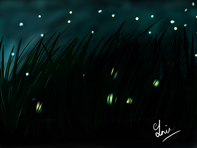 Fireflies In Night Sky concept art digitalpainting illustration