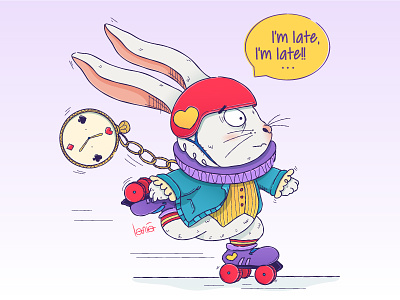 White Rabbit 2d alice in wonderland character design character design challenge illustration skate watch white rabbit