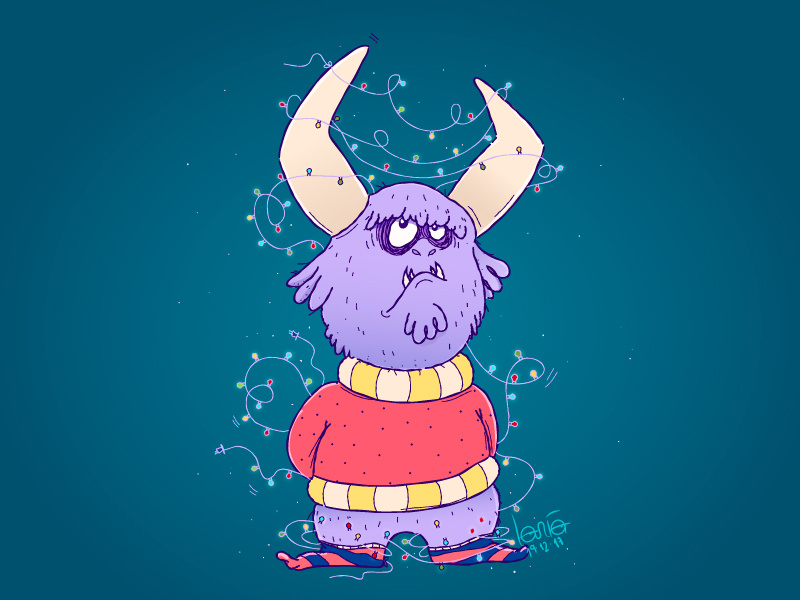 Christmas Monster lights christmas monster monster christmas illustration character design
