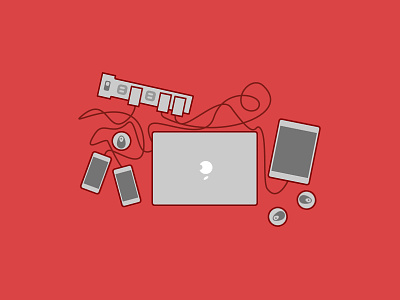 Hackathon Things charger doodle hackathon hacking illustration iphone macbook