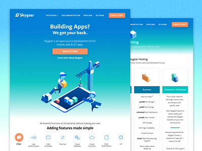 Skygear app design clean gradient illustration landing minimal ui ux web website website design