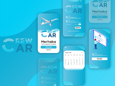 Crewcar App — On Process app art blue branding design flat icon illustration illustrator ios logo minimal ui ux vector