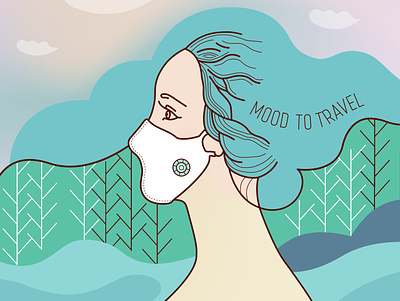 Travel Mood allergic coronavirus facebook cover girl illustration landscape vector woman