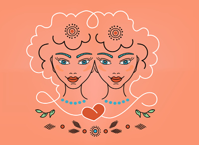 Horo Gemini Girls Twins girl horor horoscope icon illustration logo twins vector woman