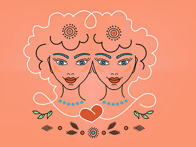 Horo Gemini Girls Twins girl horor horoscope icon illustration logo twins vector woman