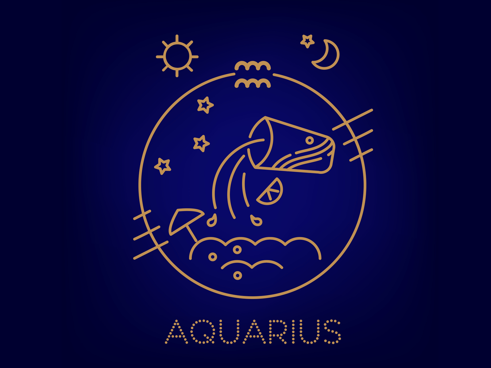 Aquarius zodiac sign, logo, tattoo or illustration. by Ok Sotnikova on ...