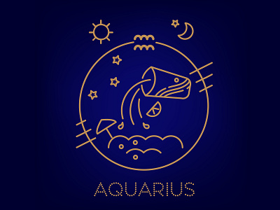 Aquarius zodiac sign, logo, tattoo or illustration. aquarius icon illustration logo sign