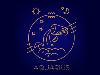Aquarius zodiac sign, logo, tattoo or illustration.