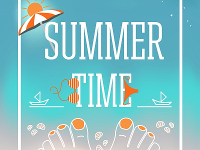 Summer 01 illustration nails parasol summer time swimsuit vector