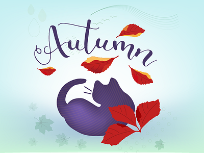 Autumn Cat autumn background cat cover facebook flaer illustration vector