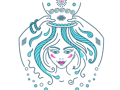 Horoscope Aquarius Girl aquarius branding design girl horoscope icon illustration logo magazine vector woman zodiac