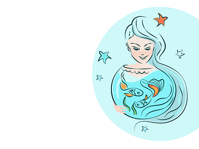 Buying fish, make a wish buying fish fish girl icon illustration logo make a wish pet pet shop woman