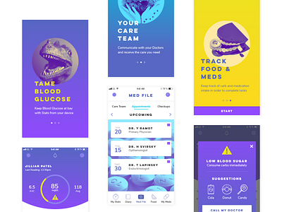 DiaBud. App Design design diabetes graphic design medical app ui ux