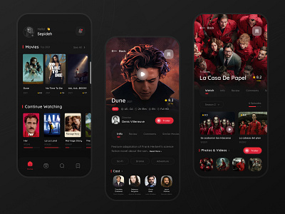 Dark House App app application apps cast design film movie series stream tv ui user interface video watch watching