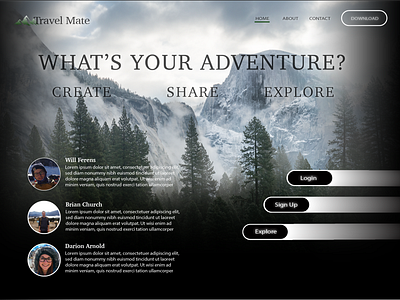 Travel Mate landing page