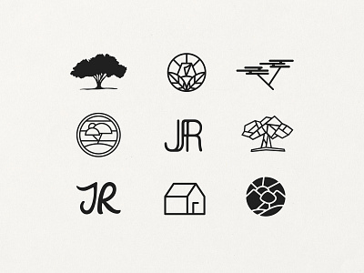 JR Logo Concepts blackandwhite branding concept design digital horizon jr logo logodesign logos tent tree trees vector