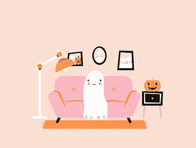 Drawlloween Day 4: Haunted Room design doodle ghost halloween illustration illustrations illustrator inktober inktober2020 vectober vectober2020 vector