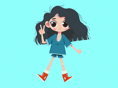 Hello 2d illustration character design flat illustration girl illustration